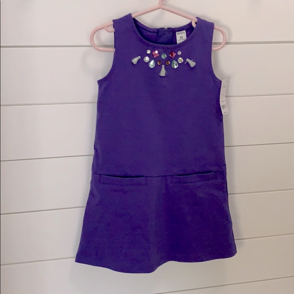 NWT carters sz 4T purple w embellished gems dress